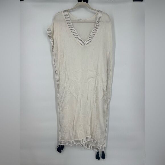 The Handloom Los Angeles Cotton White  Kimono with tassels - Picture 2 of 5